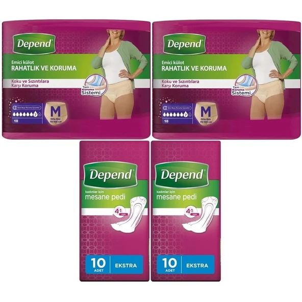 Depend Emici Külot Lohusa Pedi M - Medium - Kadın (10 Lu) + Mesane Pedi Kadın Ekstra (10 Lu) 4 Lü Set ürün görseli 1