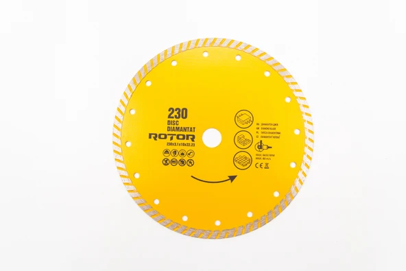 Seramik Kesme Elmas Kesici Disk 230x3.1x10x22.23 (TURBO SEGMENTLİ) - Seramik, Taş Ve Mermer Kesmek Için ürün görseli 1