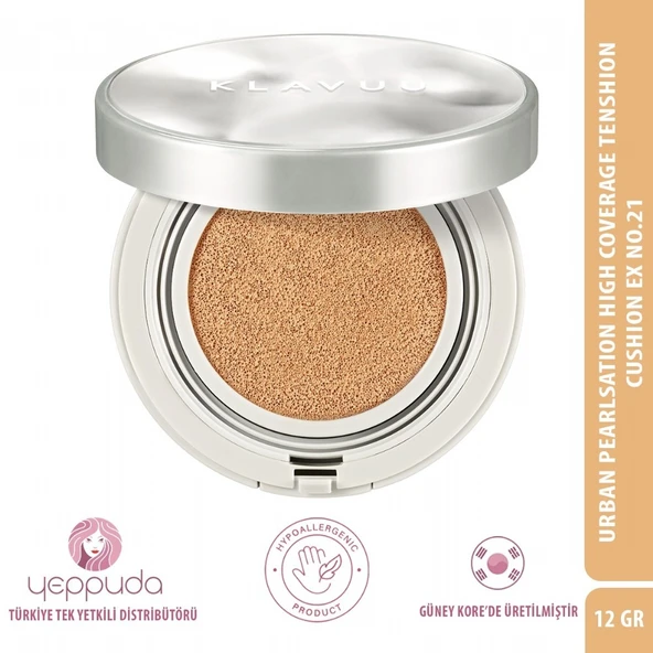 Klavuu Urban Pearlsation High Coverage Tenshion Cushion Ex No.21 SPF50+PA++++ - Yüksek Kapatıcı Cushion Fondöten ürün görseli 1