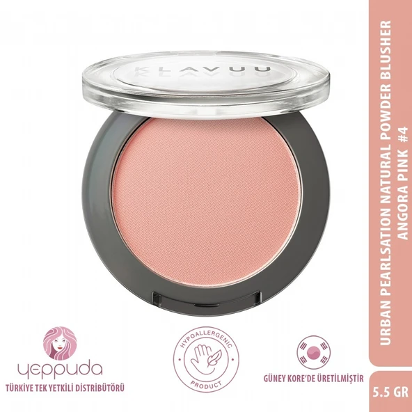 Klavuu Urban Pearlsation Natural Powder Blusher Angora Pink #4 - İnci Tozu İçeren Allık ürün görseli 1