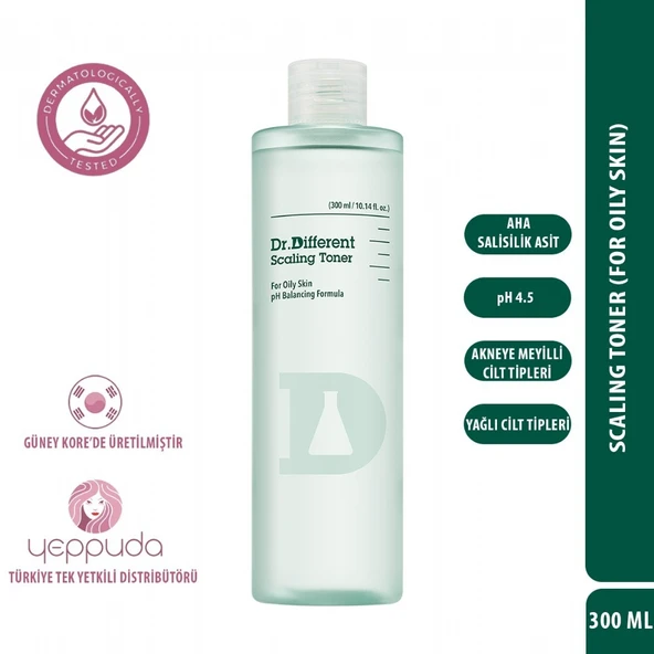 Dr.Different Scaling Toner - Yağlı Cilt Tipleri İçin AHA ve Salisilik Asit İçerikli pH Dengeleyici Tonik ürün görseli 1