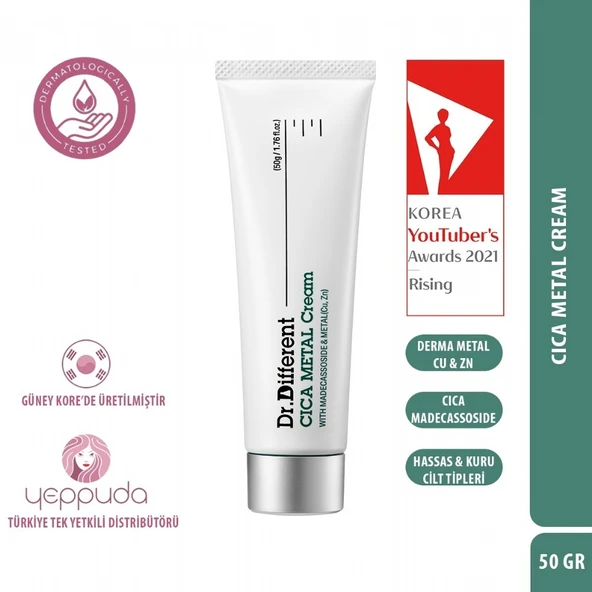 Dr.Different Cica Metal Cream - Hassas ve Kuru Ciltler İçin Derma Metal ve Cica İçerikli Yoğun Bakım Kremi ürün görseli 1