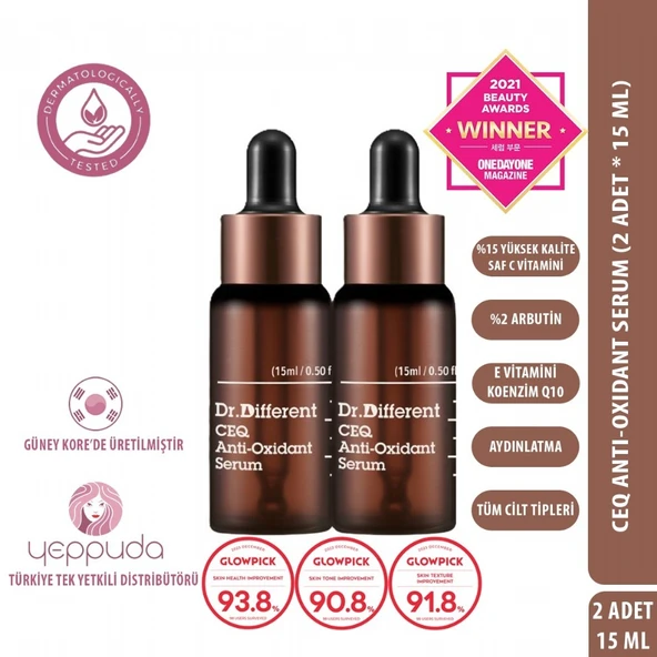 Dr.Different CEQ Anti-Oxidant Serum - %15 Saf C Vitamini İçeren Leke Karşıtı Aydınlatıcı Serum (2 x 15 ML) ürün görseli 1