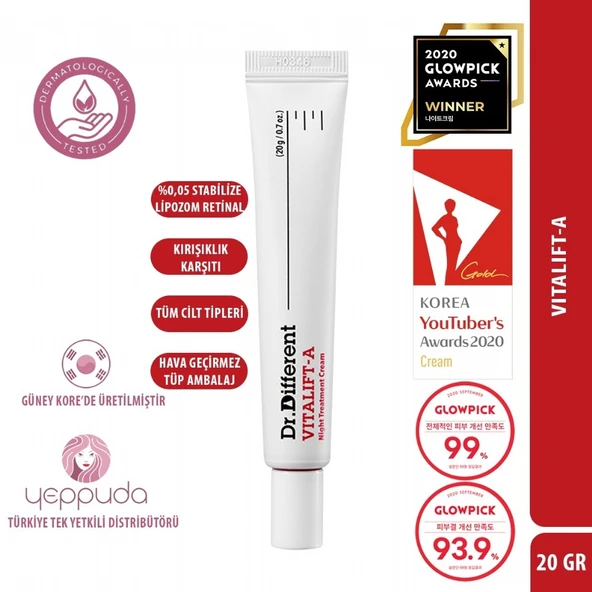 Dr.Different Vitalift-A - Yaşlanma ve Kırışıklık Karşıtı %0.05 Stabilize Lipozom Retinal İçeren Gece Kremi ürün görseli 1