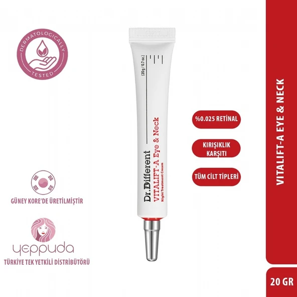 Dr.Different Vitalift-A Eye & Neck - Yaşlanma ve Kırışıklık Karşıtı %0.025 Stabilize Lipozom Retinal İçeren Göz ve Boyun Kremi ürün görseli 1