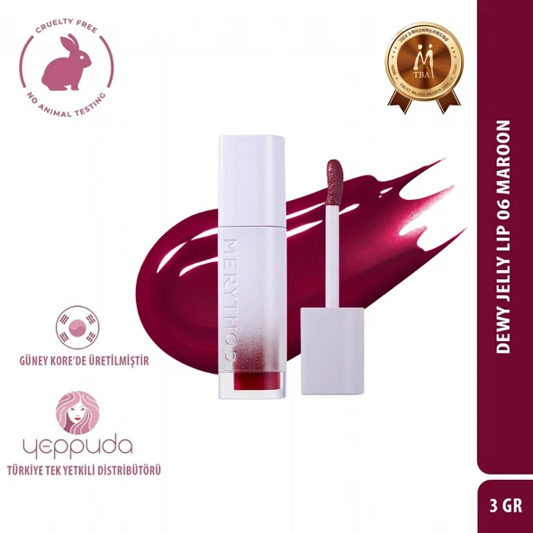 Merythod Dewy Jelly Lip 06 Maroon - Parlak ve Nemli Görünüm Sağlayan Tint ürün görseli 1