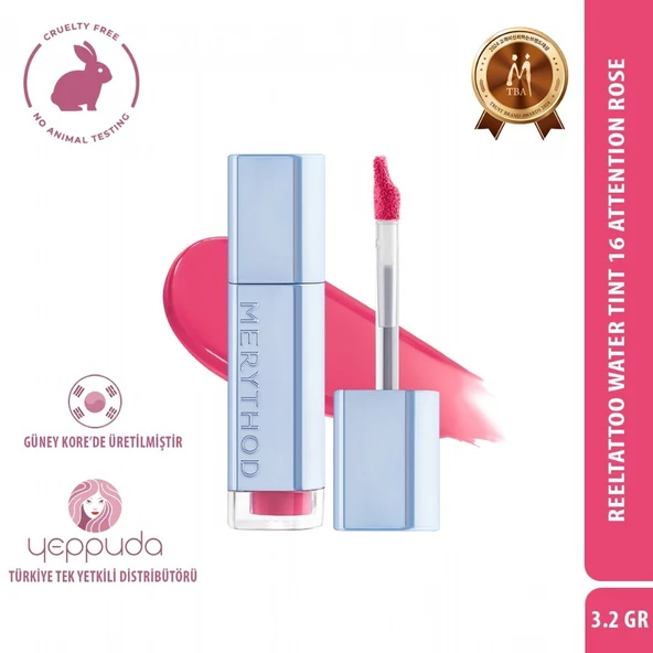 Merythod Reeltattoo Water Tint 16 Attention Rose - Gün Boyu Kalıcı Doğal Görünüm Sağlayan Tint ürün görseli 1
