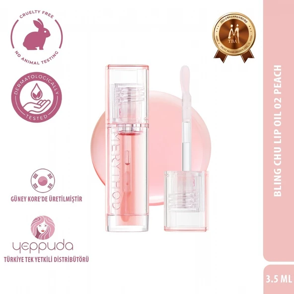 Merythod Bling Chu Lip Oil 02 Peach - Besleyici ve Nemlendirici Renkli Dudak Yağı ürün görseli 1