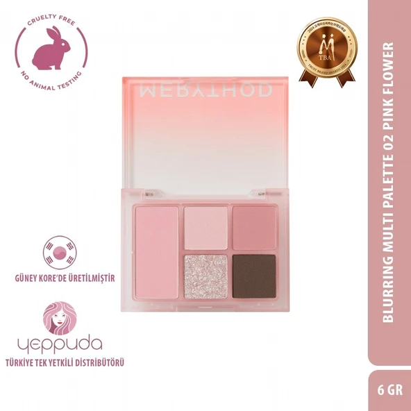 Merythod Blurring Multi Palette 02 Pink Flower - Mat, Işıltılı ve Glitter İçeren Çok Yönlü Allık ve Far Paleti ürün görseli 1
