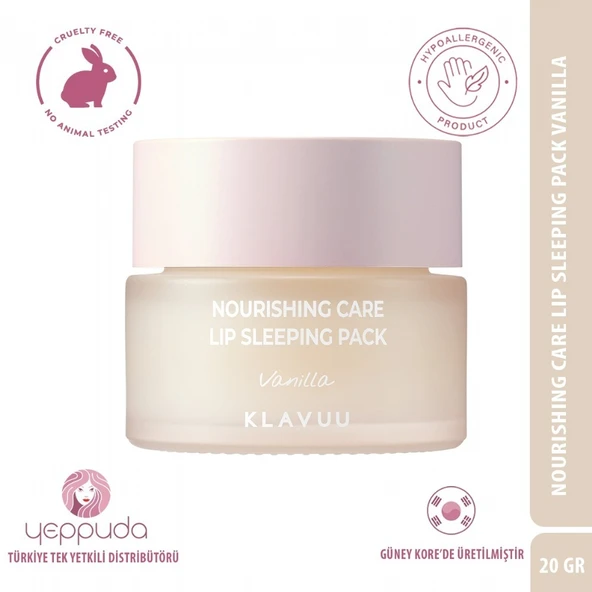 Klavuu Nourishing Care Lip Sleeping Pack Vanilla - Vanilya Özlü Besleyici Dudak Bakım Gece Maskesi ürün görseli 1