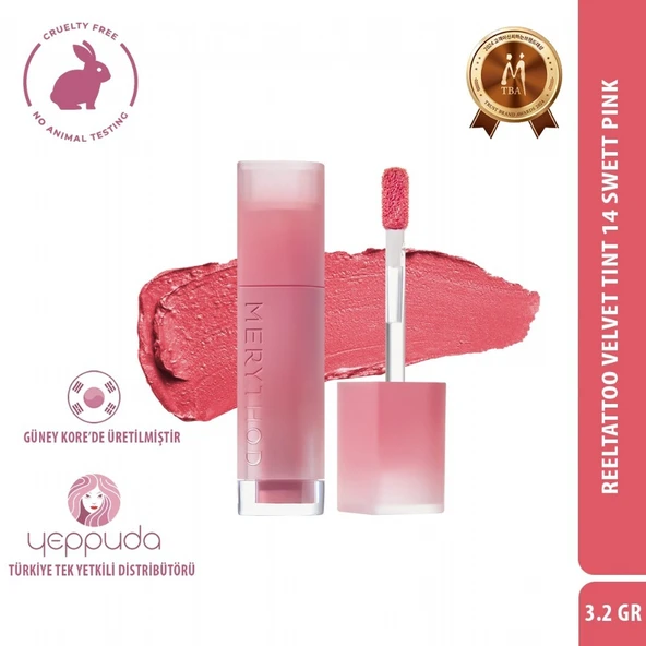 Merythod Reeltattoo Velvet Tint 14 Swett Pink - Mat Bitişli Kadifemsi Dokulu Tint ürün görseli 1