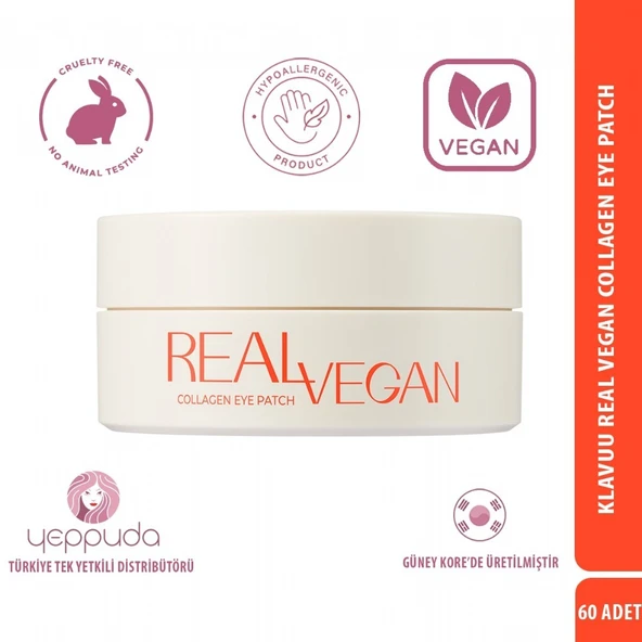 Klavuu Real Vegan Collagen Eye Patch - Niasinamid ve Bitkisel Kolajen İçeren Aydınlatıcı & Kırışıklık Karşıtı Göz Maskesi ürün görseli 1