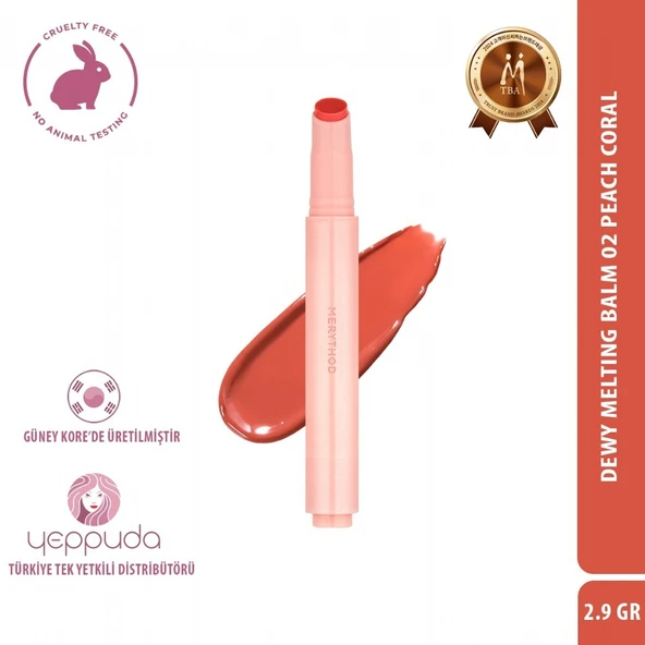 Merythod Dewy Melting Balm 02 Peach Coral - Yoğun Nemlendirici ve Parlak Bitişli Dudak Balmı ürün görseli 1