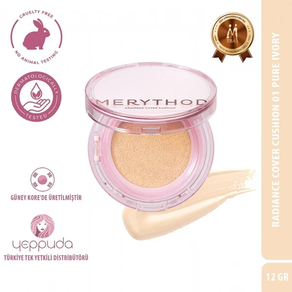 Merythod Radiance Cover Cushion 01 Pure Ivory SPF50+PA+++ - Nemli ve Parlak Görümüm Sunan Fondöten ürün görseli 1