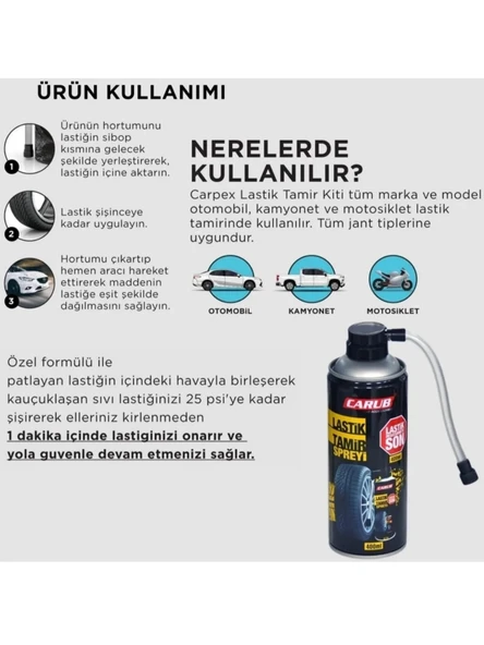 Carub Lastik Tamir Spreyi 400 Ml - Resim 3