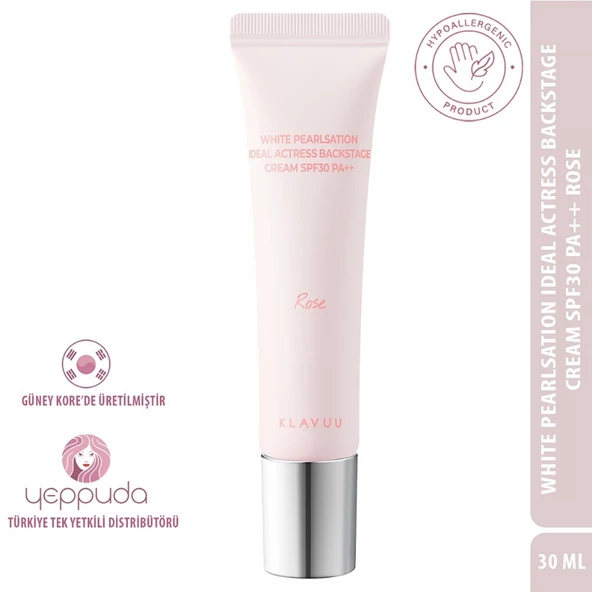 Klavuu White Pearlsation ideal Actress Backstage Cream Spf30 Pa++ Rose - Kore İncisi İçeren Tone-Up Krem ürün görseli 1