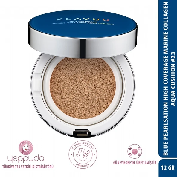 Klavuu Blue Pearlsation Marine Collagen Aqua Cushion #23 SPF50+PA+++ - Nemlendirici Etkili Cushion Fondöten ürün görseli 1