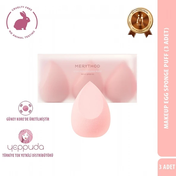 Merythod Makeup Egg Sponge Puff - 3'lü Puff Makyaj Süngeri ürün görseli 1