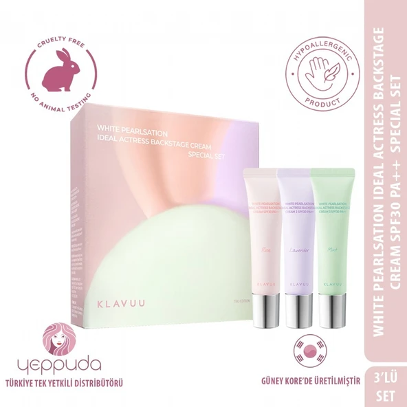 Klavuu White Pearlsation ideal Actress Backstage Cream Special Set - Kore İncisi İçeren Tone-Up Krem Mini Set ürün görseli 1