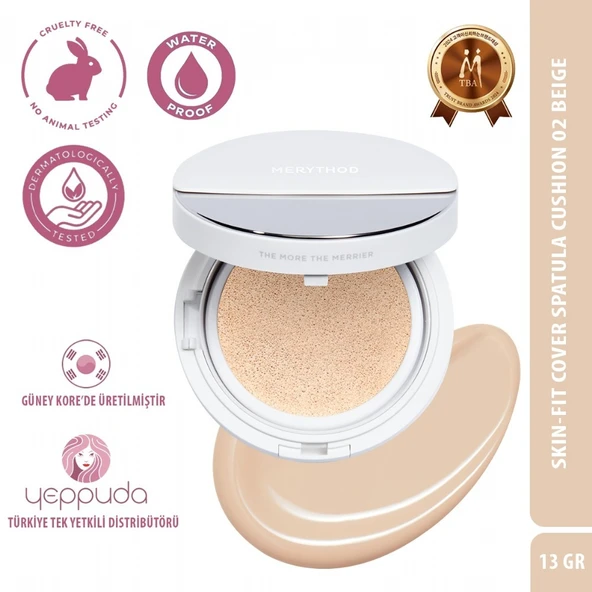 Merythod Skin-Fit Cover Spatula Cushion 02 Beige SPF50+PA+++ - Yüksek Kapatıcı,Waterproof Spatulalı Fondöten ürün görseli 1