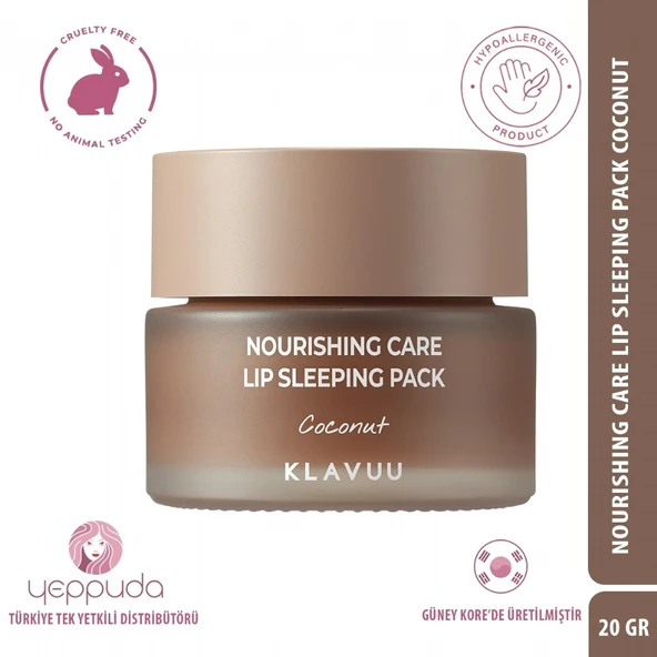 Klavuu Nourishing Care Lip Sleeping Pack Coconut - Hindistan Cevizi Özlü Besleyici Dudak Bakım Gece Maskesi ürün görseli 1