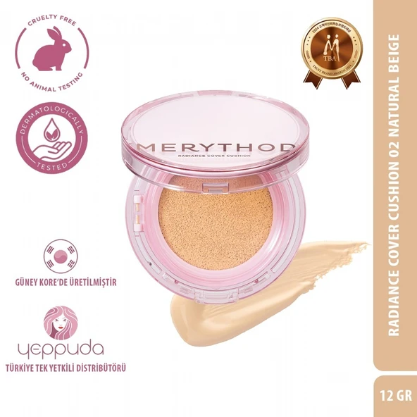 Merythod Radiance Cover Cushion 02 Natural Beige SPF50+PA+++ - Nemli ve Parlak Görümüm Sunan Fondöten ürün görseli 1