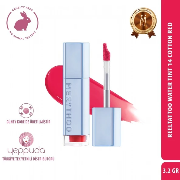 Merythod Reeltattoo Water Tint 14 Cotton Red - Gün Boyu Kalıcı Doğal Görünüm Sağlayan Tint ürün görseli 1
