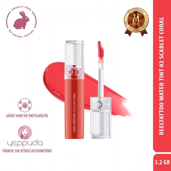 Merythod Reeltattoo Water Tint 02 Scarlet Coral - Gün Boyu Kalıcı Doğal Görünüm Sağlayan Tint ürün görseli 1