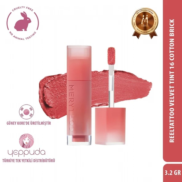 Merythod Reeltattoo Velvet Tint 16 Cotton Brick - Mat Bitişli Kadifemsi Dokulu Tint ürün görseli 1