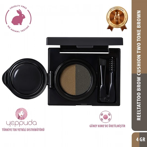 Merythod Reeltattoo Brow Cushion Two Tone Brown - Çift Tonlu, Çift Fırçalı Kaş Farı & Kaş Şekillendirme Kiti ürün görseli 1