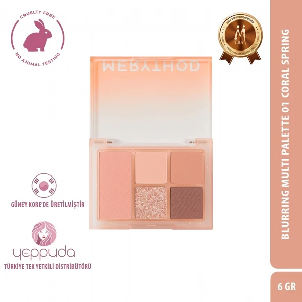 Merythod Blurring Multi Palette 01 Coral Spring - Mat, Işıltılı ve Glitter İçeren Çok Yönlü Allık ve Far Paleti ürün görseli 1