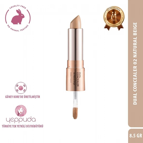 Merythod Dual Concealer 02 Natural Beige - Çift Uçlu Kapatıcı (Stick ve Likit) ürün görseli 1