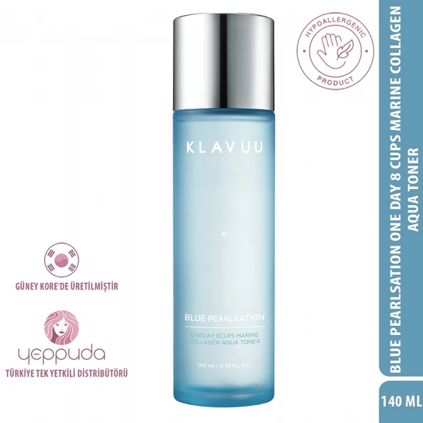 Klavuu Blue Pearlsation One Day 8 Cups Marine Collagen Aqua Toner - Kore İncisi ve Kolajen İçeren Nemlendirici Anti-Aging Tonik ürün görseli 1