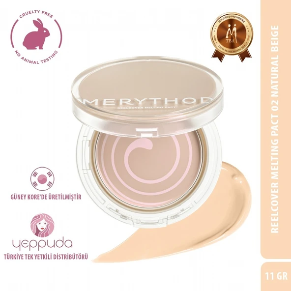 Merythod Reelcover Melting Pact 02 Natural Beige SPF50+PA++++ - Yağlı Ciltler İçin Yüksek Kapatıcı Fondöten ürün görseli 1