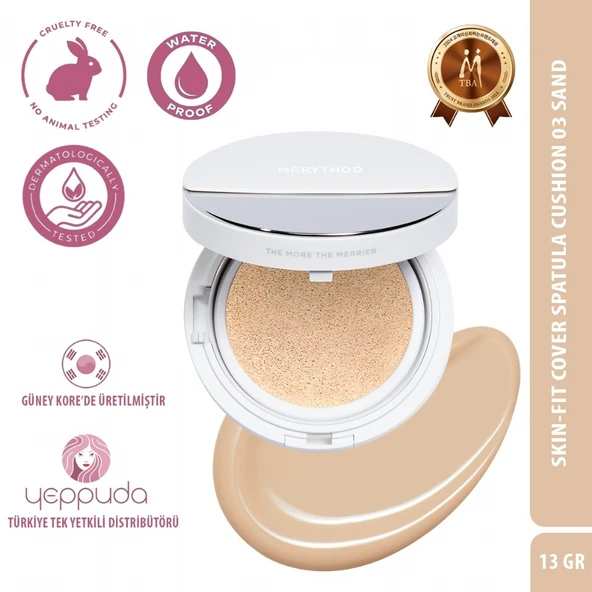 Merythod Skin-Fit Cover Spatula Cushion 03 Sand SPF50+PA+++ - Yüksek Kapatıcı,Waterproof Spatulalı Fondöten ürün görseli 1