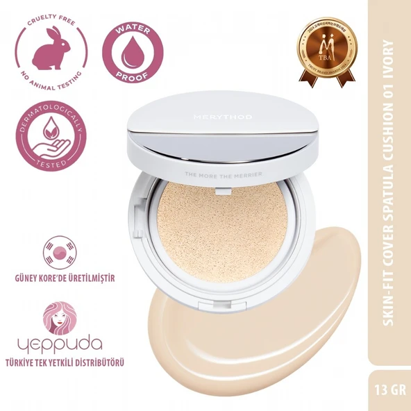 Merythod Skin-Fit Cover Spatula Cushion 01 Ivory SPF50+PA+++ - Yüksek Kapatıcı,Waterproof Spatulalı Fondöten ürün görseli 1