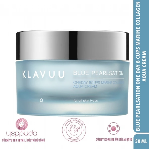 Klavuu Blue Pearlsation One Day 8 Cups Marine Collagen Aqua Cream - Kore İncisi ve Kolajen İçeren Nemlendirici Anti-Aging Krem ürün görseli 1