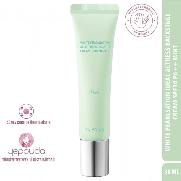 Klavuu White Pearlsation ideal Actress Backstage Cream Spf30 Pa++ Mint - Kore İncisi İçeren Tone-Up Krem ürün görseli 1