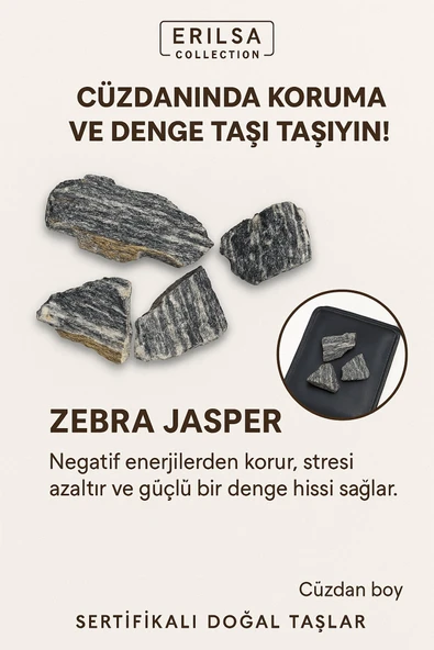 Sertifikalı Ham Cüzdan Boy Zebra Jasper Taşı Kütle - Denge, Kararlılık Günlük Koruma Taşı ürün görseli 1