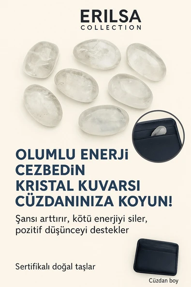 Sertifikalı Cüzdan Boy Kristal Kuvars Taşı Kütle - Günlük Arınma ve Zihinsel Netlik Taşı ürün görseli 1