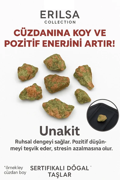 Sertifikalı Ham Cüzdan Boy Unakit Taşı Kütle - Duygusal Şifa ve Günlük Ruhsal Denge ürün görseli 1