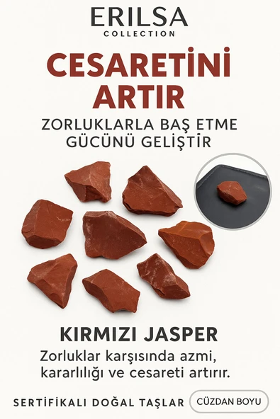 Sertifikalı Ham Cüzdan Boy Kırmızı Jasper Taşı Kütle - El Taşı - Güç, Dayanıklılık ve Günlük Koruma ürün görseli 1