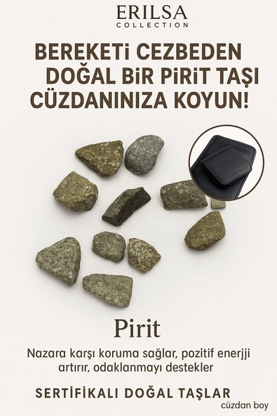 Sertifikalı Ham Cüzdan Boy Pirit Taşı Kütle - Zihinsel Netlik ve Maddi Enerji Koruyucusu ürün görseli 1