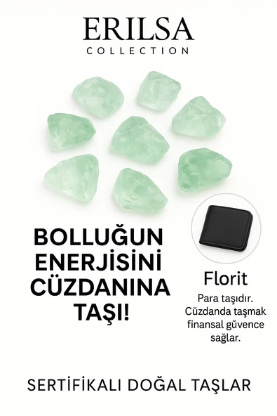 Sertifikalı Ham Cüzdan Boy Yeşil Florit Taşı Kütle - Zihinsel Denge ve Günlük Enerji Temizliği ürün görseli 1