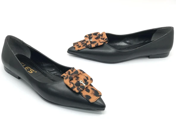 Feles Leopar Toka Detaylı Kadın Babet Ayakkabı ürün görseli 1