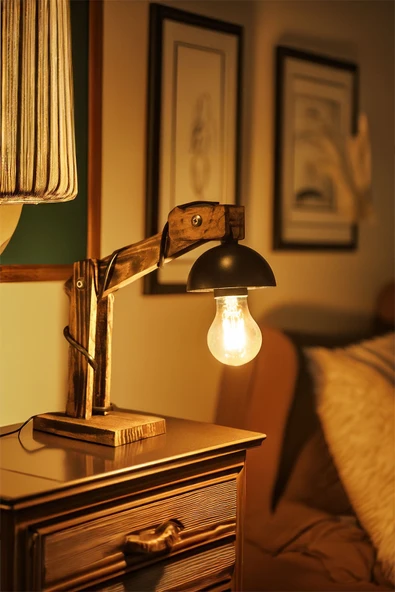 Celestia Modern Vintage Ahşap Masa Lambası Oturma Odası Yatak Odası Dekoratif Aydınlatma İskandinav Abajur ürün görseli 1