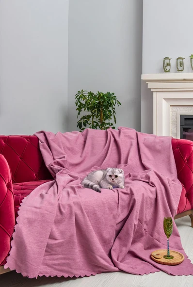 Kaymaz Koltuk Örtüsü Çift Taraflı Mikrofiber Şönil 175x350 cm XL- Gül Kurusu – Kedi Köpek ve Çocuk Dostu ürün görseli 1