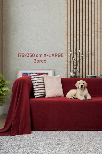 Kaymaz Koltuk Örtüsü Çift Taraflı Mikrofiber Şönil 175x350 cm XL- Bordo – Kedi Köpek ve Çocuk Dostu ürün görseli 1