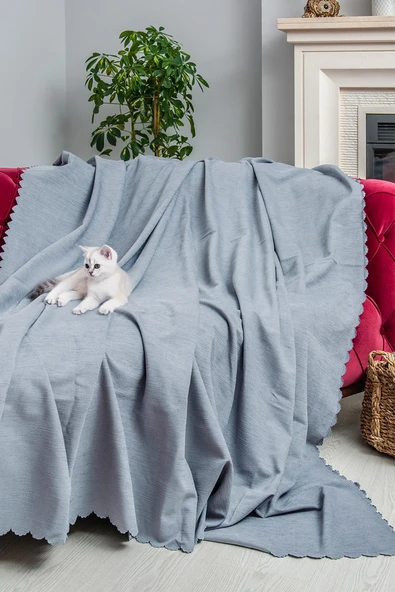 Kaymaz Koltuk Örtüsü Çift Taraflı Mikrofiber Şönil 175x350 cm XL- Bulut – Kedi Köpek ve Çocuk Dostu ürün görseli 1