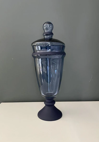 DECORIUM KAPAKLI AYAKLI VAZO YARI MAT KOBALT 36 CM ürün görseli 1